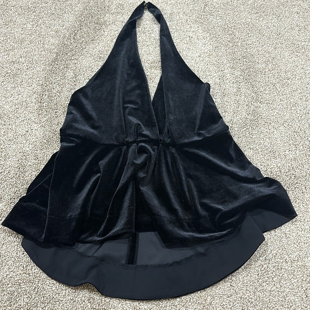 Elegant Black Velvet Halter Top